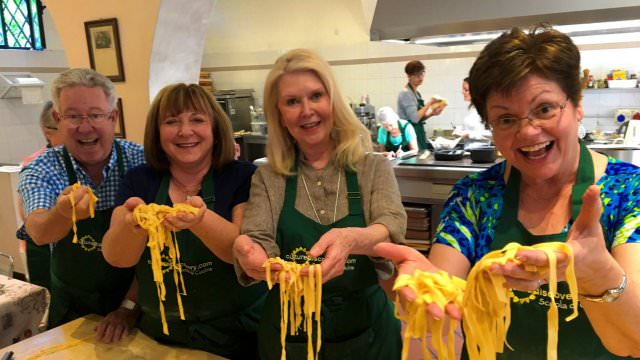 Make pasta from scratch and eat the dishes you create in Italy with us. 